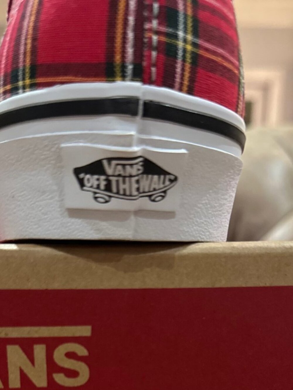 Vans - Authentic Plaid Red Skate Shoes - Picture 2 of 10